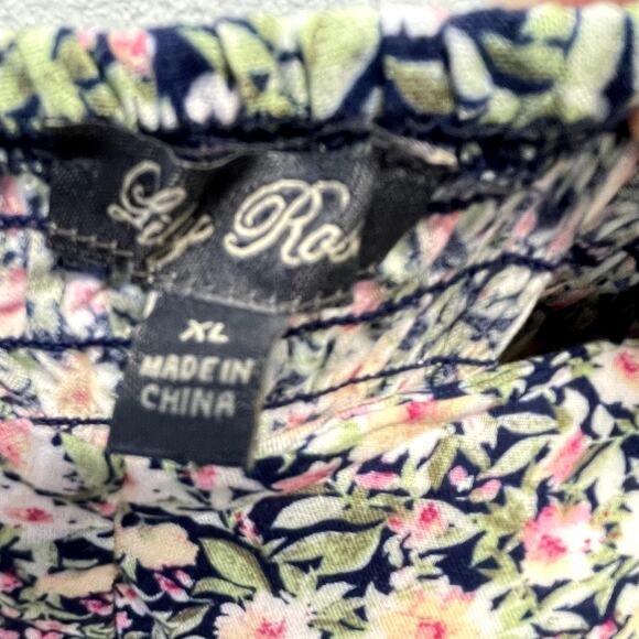 Lily Rose Floral Maxi Summer Dress Smocking Spaghetti Straps Molded Cups XL - Picture 8 of 8